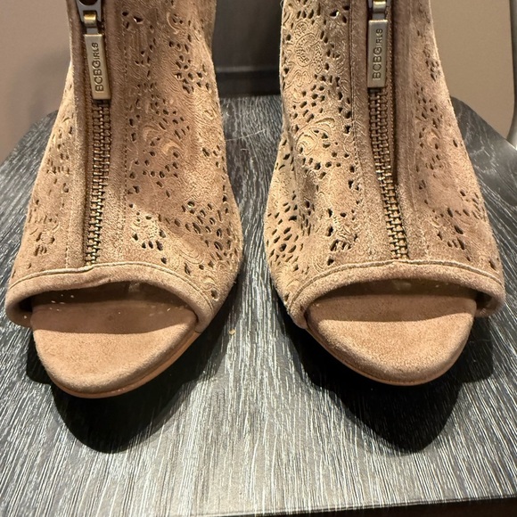 BCBGirls Brown Cut-Out Peep-Toe Wedges - Picture 10 of 11